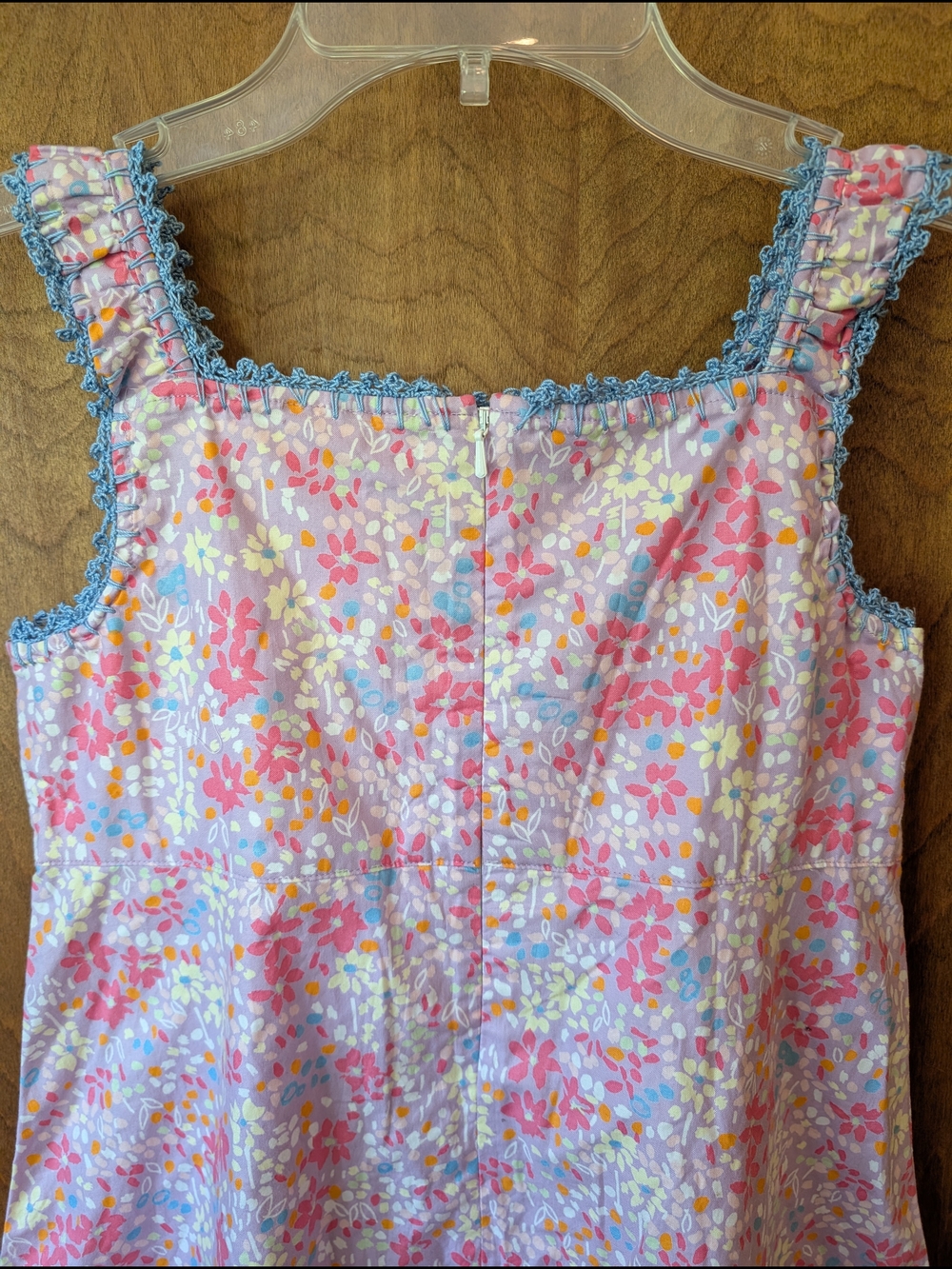 🌺 Hanna Andersson "Flower Market" Sundress with Blue Trim - Picture 5 of 8